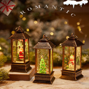 Christmas Lantern Candle Night Light Ornaments Led Santa Claus Snowman Hanging Lamp For Home Vintage Desk Lamp