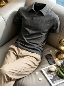 CHENMU | Grey Herringbone Short Sleeve T-shirt