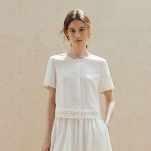INMAN | Linen Ramie Short Sleeve Slimming Blouse