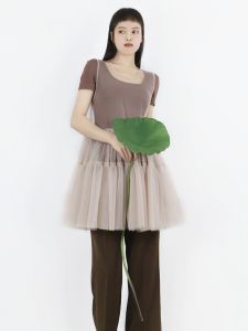TeaTree Japanese Style Mesh Skirt over Dress Fairy Skirt See through Sweet Puffy Skirt Summer Season Womens Clothing