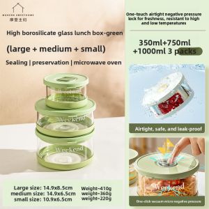 Ultra-light Glass Microwave Safe Lunch Box Modern Housewife -keeping Container Meal Box with Rice Bowl Portable Bento Box