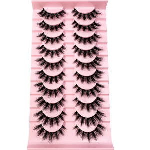 14/10/1Pairs Invisible Band Segmented Lashes 3D Clear Band Lashes Natural Look Wispy Mink Eyelashes Fluffy Cat Eye Lashes