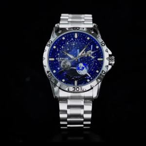 Đồng Hồ Cơ Nam Glenaw Top Cao Cấp Kim Chỉ Giờ Xoay Theo Tuần Trăng Dây Thép Không Gỉ Dạ Quang Chống Nước Tự Động Lên Dây Cót.