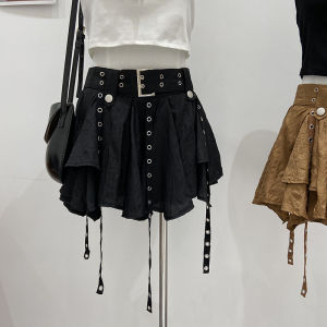 กระโปรงสั้นเอวสูงสไตล์เกาหลี ทรงเอ ผ้าเดนิม สีพื้น ทรงเข้ารูป กระโปรงสั้นทรงเอ กระโปรงสั้นทรงเอ ฤดูร้อน 2024 กระโปรงสั้นทรงเอ