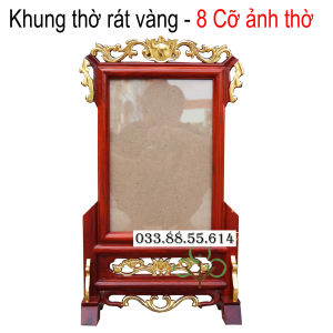 Khung ảnh thờ đơn rát vàngKhung hình thờ hoa lá tây vàng 5 cỡ ảnh
