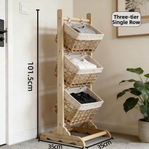 Wooden Wicker Large Capacity Storage Basket