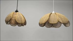 JOYINLED 50cm Retro Rural Hand-woven Natural E27 Rattan Petal Chandelier Japanese-Southeast Asian Dining Room Bedroom Chandelier