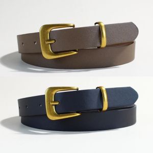 เข็มขัดหนังสีน้ำตาลสไตล์ย้อนยุคสำหรับผู้หญิง เข็มขัดตกแต่งสำหรับกระโปรงกางเกงยีนส์ เข็มขัดหนังสีดำสำหรับผู้หญิง