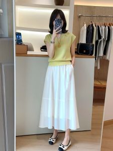 Fashionable White Short Sleeve T-Shirt And Skirt Set Womens Summer Slimming Two-Piece Outfit Korean Style Casual Loose Fit