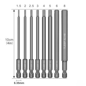 8pcs Hex Head Allen Wrench Drill Bits Set 100mm SAE Metric Allen Electric Hexagonal Bit Screwdriver Socket Bit Power Tool Parts