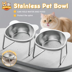 Elevated Stainless Pet Bowl Elevated Neck Protecting Cat Bowls with Stand Easy Clean Dog Food Bowl