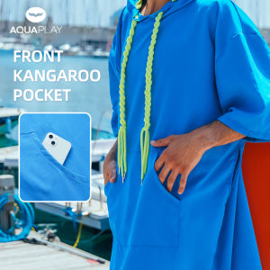 AquaPlay Sky Blue Braided Hat Rope Hooded Beach Poncho Couples Sun Protection Quick-Dry Surfing Diving Bathrobe