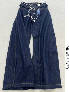 High Waist Extended Length Double Waist Head American Style Hot Girl Knife Design Washed Casual Denim Jeans for Women