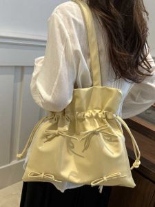 Meria Sweet Lady Butterfly Knot Tote Bag New 2024 Style Korean Trend Large Capacity Single Shoulder Bag for Youth Casual Use
