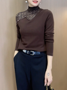 QINGNAER | Lace Hollow-out T-shirt