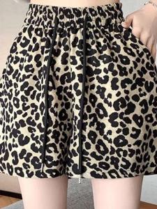 New Versatile Casual Leopard Print Wide Leg Pants Shorts Women Summer Thin Slimming Casual Hot Pants Casual Trousers