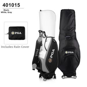 PGM GOLF | Mens Golf Bag Retractable 4-Wheel Straight Pushing Airline Check-In With Rain Cover