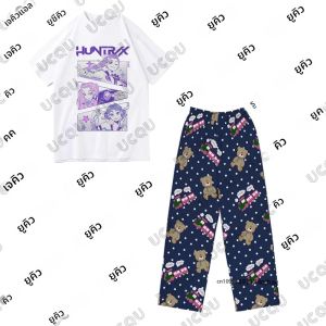 2 ชิ้นชุดเด็กชุด KPop Demon Hunters Huntrix พิมพ์ T เสื้อ + ชุดนอนกางเกงชุดลำลองคู่ชุดเด็ก/เสื้อผ้าผู้ใหญ่