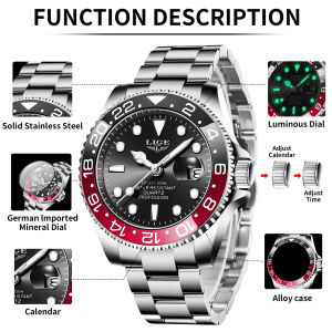 LIGE quartz wristwatch brand new mens watch luminous stainless steel business luxury clock waterproof gift mens watch reloj+BOX
