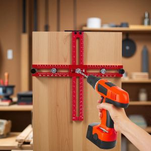 Handle Template Jig Drill Guide Cabinet Handle Knob Template Locator PunchTool Metric/Inch Adjustable Wood Drilling Template