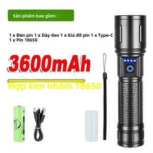 Đèn Pin LED Siêu Sáng 100W Laser Trắng Công Suất Cao 5000mAh Đèn Pin Khẩn Cấp Di Động Có Thể Sạc Lại Với Khả Năng Điều Chỉnh Tiêu Cự Để Cắm Trại Và Sử Dụng Ngoài Trời
