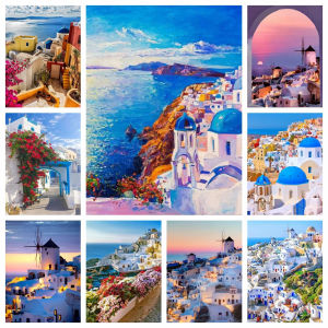 Scenic Blue Santorini Greece Landscape Jigsaw Puzzle 1000PCS-50X70CM Stress Relief Puzzle Wall Art Decor Gift