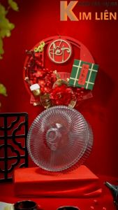 Khay mứt tròn trong 4 ngăn HOKORI nhựa VIỆT NHẬT cao cấp - 1 2 tầng - Đựng bánh kẹo Tết - 5635