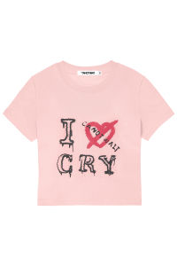 Canotwait I Hate Cry Graffiti Print Short Sleeve Womens Cotton T-shirt Loose Fit Summer Fashion Casual Sportswear