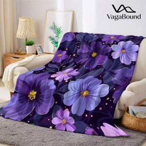 purple cosmos flower dark Flannel Blanket Warm Soft Halloween Christmas Decorative Couch Warm Cozy All-Season Gift