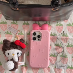 3D Bow Silicone Phone Case for iPhone 13 14 15 16 Pro Max casing Soft silicone protective cover for iPhone16 case