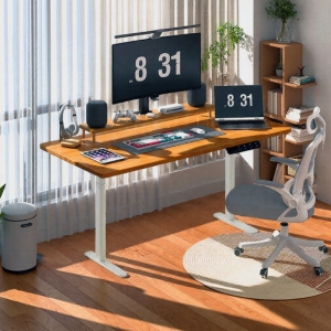 White Oval Electric Height-Adjustable Table