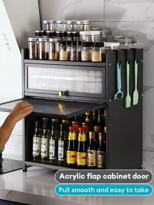 Kuga Kitchen Seasoning Shelf | Countertop With Cover| Dustproof Seasoning Storage Cabinet | Storage Cabinet | Household Use