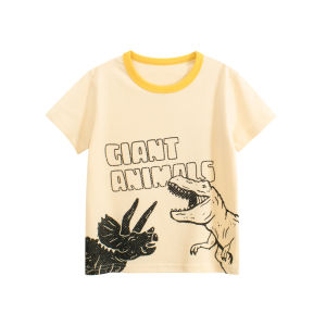 Summer New Childrens Clothing Dinosaur Cartoon Baby Clothes Pure Cotton Print Short Sleeve T-shirt Boys Casual Wear
