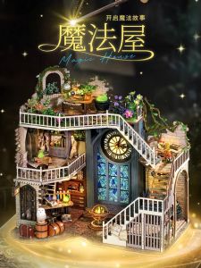 Cute Room DIY Cottage Magic House Hand-Assembled Small House Model Miniature Scene Toy Birthday Gift for Women