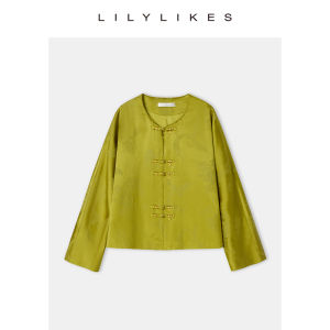 เสื้อแจ็คเก็ตไหมไหมพรมสไตล์จีนใหม่ Lilylikes ฤดูใบไม้ผลิ 2025 ปกกลม ความยาวปกติ ผสมเส้นใยโพลีเอสเตอร์ 61% ไหม 35.5% ยางยืด 3.5%