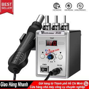 Máy khò nhiệt hàn 858D 858D+ 750W/220V điều chỉnh nhiệt độ 100-500 °C cho các công cụ súng nhiệt hàn SMD BGA