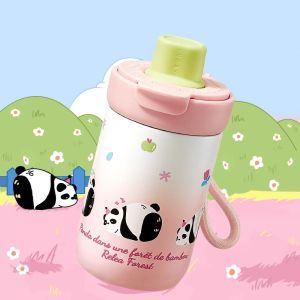 Stainless Steel Insulated Water Bottle Straw Cup for Women Coffee Tea Separation Student Beverage Cup High Aesthetic Value