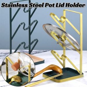 Multifunctional Luxury Countertop Pot Lid Holder Pot Cover Organizer Pan Lid Storage Rack Stainless Steel Pot Lid Rackkitchen