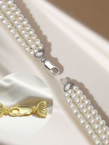 Natural Pearl Necklace 925 Silver Six Button Twist Chain Creative Fashion Version Buckle DIY Pearl Accessories Jewelry