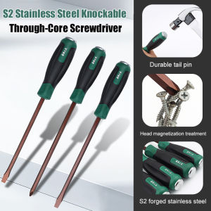 Forged stainless steel hammer-type screwdriver Magnetic Impact Screwdriver Cross Word Percussion Philips Slotted Head Permutar Skru Hand Tool Screw Driver 精钢锻造可敲击穿芯螺丝刀