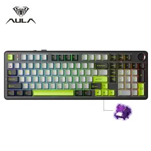 AULA | AULA F99 Pro Mechanical Keyboard Tri-Mode Wireless Hot Swappable Gasket RGB Backlit 8000mAh Battery Gaming Keyboard With Knob
