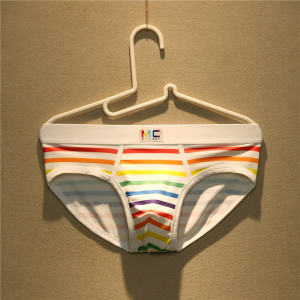 กางเกงชั้นในชายทรงสามเหลี่ยมเอวต่ำระบายอากาศได้ดี ลายพิมพ์ลายรุ้ง สำหรับเยาวชน ผ้าโพลีเอสเตอร์ ทรงบาง สำหรับผู้ชาย