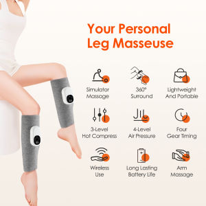 Automatic Leg Massager Wireless Calf Massager Airbags Kneading Massage Hot Compress Relax Leg Muscles Four-speed Timer Legs Shaping Relief Leg Soreness USB Charging