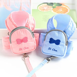 เสื้อกั๊กใส่เลี้ยงสุนัขขนาดเล็กน่ารัก เส้นใยไนลอน สายสะพายสุนัขแบบไม่ยืดได้ กระเป๋าใส่หนังสือสำหรับเด็ก วัสดุผ้าฝ้าย