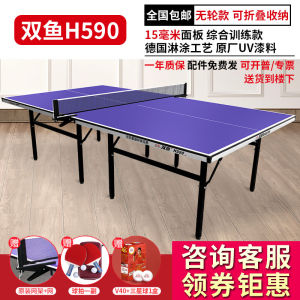 Double Fish Brand Table Tennis Table Standard Size Foldable No Wheel Home Use Professional Training Indoor Fixed Size Table