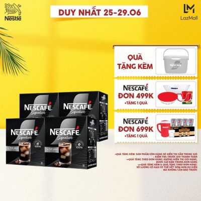 Combo 4 hộp Cà phê đen hòa tan NESCAFÉ Signature Hộp 10 gói ĐẬM ĐÀ TUYỆT HẢO
