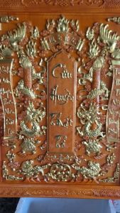 Liễn thờ gia tiên -Cửu Huyền Thất Tổ chế tác bằng gỗ hương