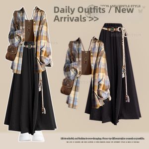NUMEN BUTTON | Youthful Plaid Slimming Spring Set
