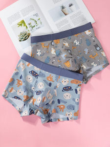 กางเกงบ็อกเซอร์ชายผ้าฝ้ายแท้ระบายอากาศได้ดี ทรงบ็อกเซอร์ ลายการ์ตูน ทรงบาง กางเกงบ็อกเซอร์ชายไร้ตะเข็บ ทรงบ็อกเซอร์ ทรงบ็อกเซอร์