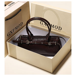 Trendy Retro Leather Bowling Bag Womens Handbag Shoulder Crossbody Bag Soft Handle Zipper Closure Daily Match Soft Leather